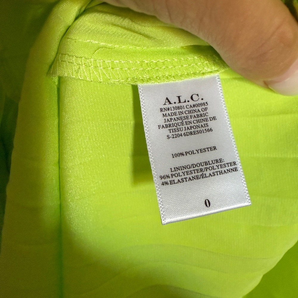 Nwt A.L.C. Ari Pleated Mini Dress Green Side Cut Out size 0 - Picture 8 of 8
